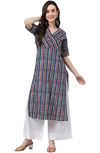Janasya Women's Pure Cotton Geometric Printed Straight Kurta