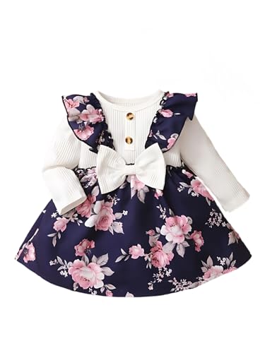 Buy & Try by Dharmikaay Girl's Lycra Floral Printed Frock Dress for Girls Short Frock Baby Princess Western Dresses| Stylish Fancy Kids Clothing for New Year