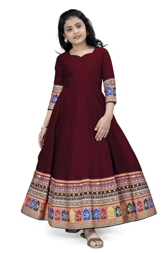 Fashion Dream Girls Maxi Length Flared Ethnic Dress | Long Fit and Flare for Kids
