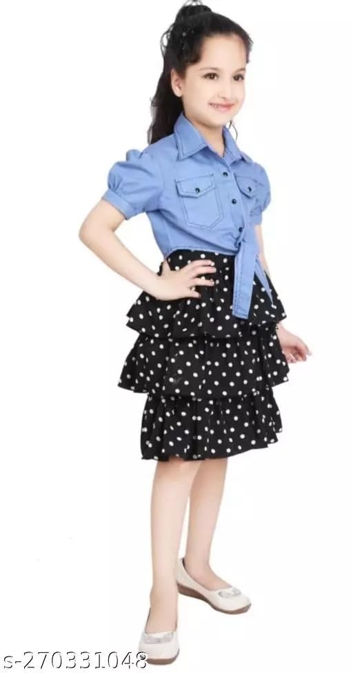 CUPIDVIBE Girls Fit & Flare koti Set (Black)