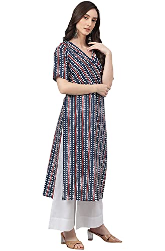 Janasya Women's Pure Cotton Geometric Printed Straight Kurta