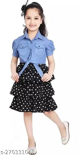 CUPIDVIBE Girls Fit & Flare koti Set (Black)