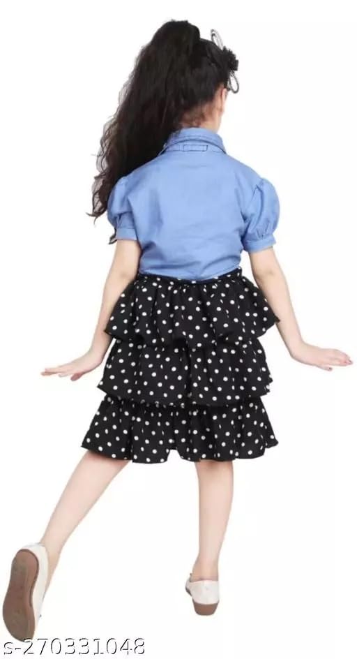 CUPIDVIBE Girls Fit & Flare koti Set (Black)