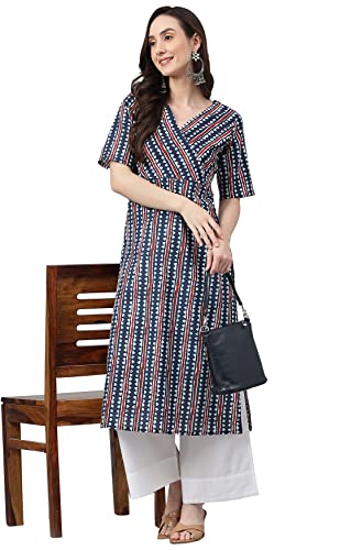 Janasya Women's Pure Cotton Geometric Printed Straight Kurta