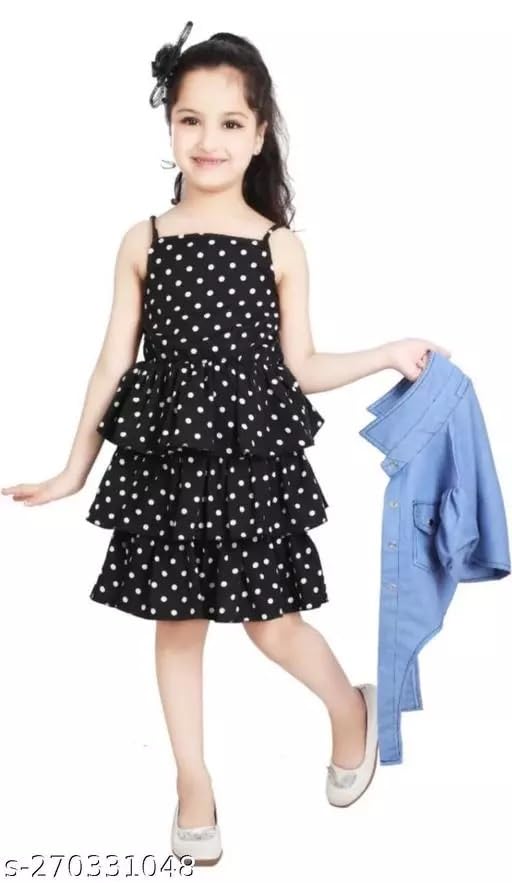 CUPIDVIBE Girls Fit & Flare koti Set (Black)