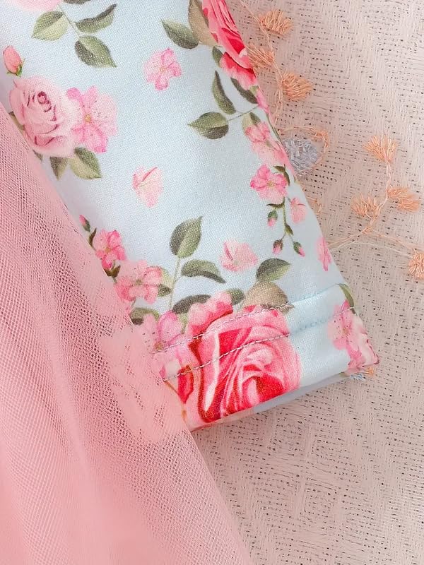 Niren Enterprise Hornbill Floral Printed Purple Color Baby Frock