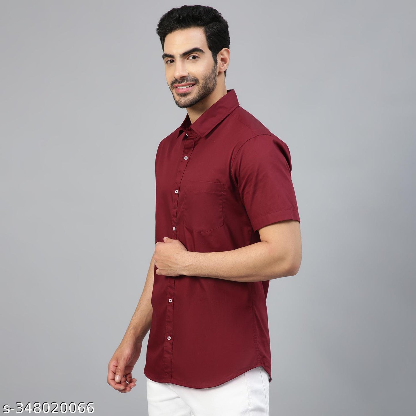 FTX Men's Solid Regular Spread Collar Maroon Shirts