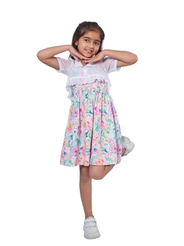 Pspeaches Girl's Floral Print Shoulder Strap Georgette Fit & Flare Dress