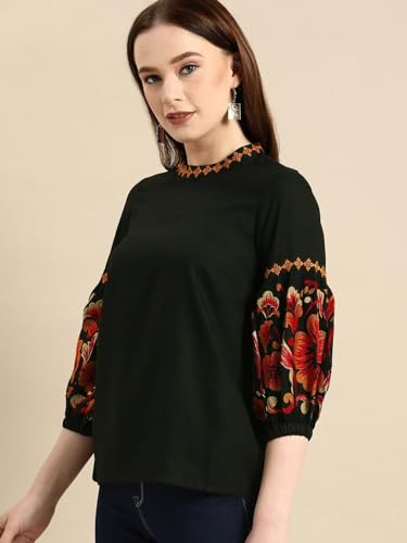 rytras Women's Embroidered Regular Top