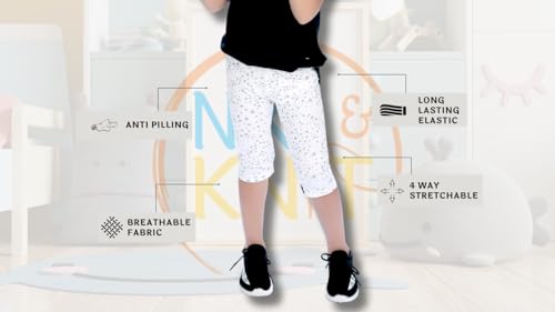 NIK & KNIT Premium Stretchable Printed Capri Leggings for Girls/Kids | Nightwear Capri | Printed Pyjama (Top/T-Shirt NOT Included)