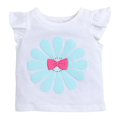 Hopscotch Baby Girls Cotton Floral Print T-shirt And Shorts Set in Fuchsia Color