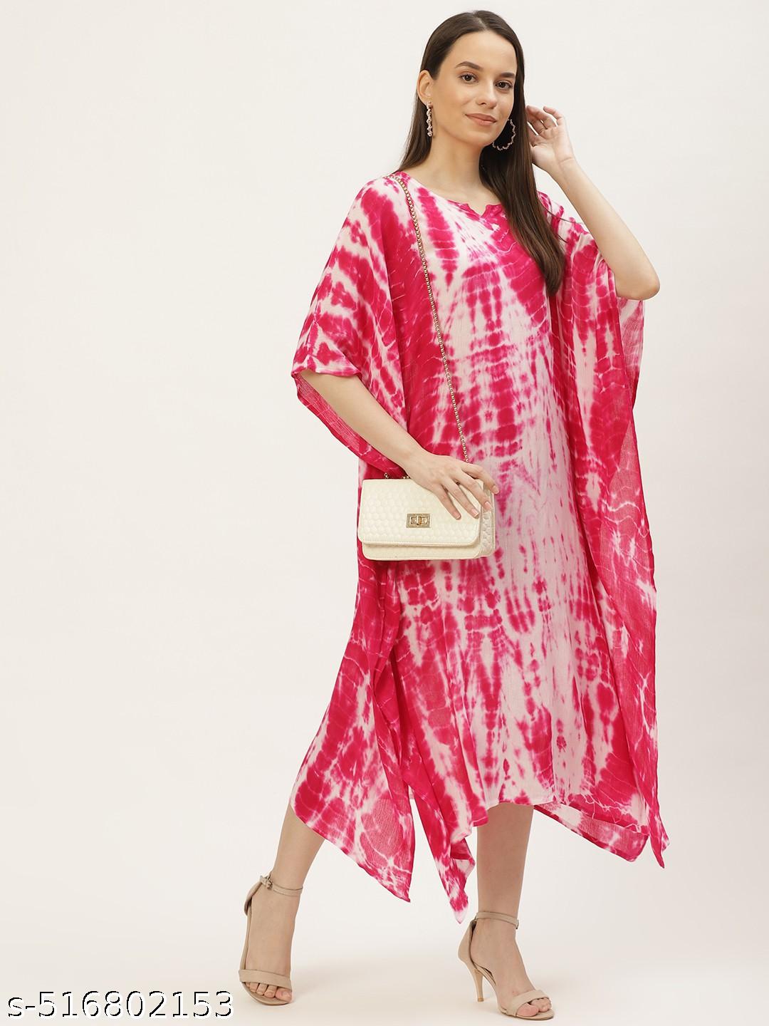 Women Tie-Dye Rayon Crepe Kaftan