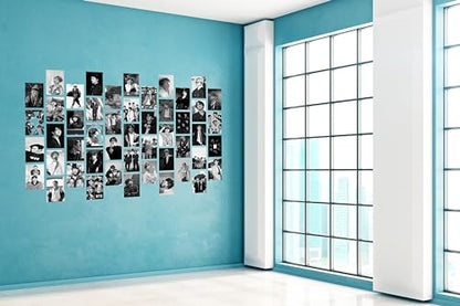 Craft Qila 54 Peel-N-Stick BTS Black and White Wall Collage Kit | BTS K-pop Aesthetic Photo Collage | Army K-pop Pictures Room D?cor