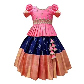 White Button Girls Polyester Blend Readymade Lehenga Choli Set