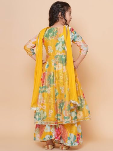 Naixa Girls Rayon Fabric Floral Printed 3/4 Sleeve Sharara Dress Set For All Occasion salwar suit