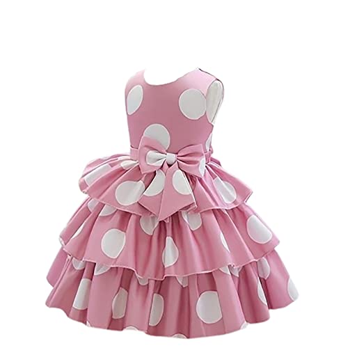 Niren Enterprise Baby-Girl's Satin Blend A-Line Knee-Length Pink Polka DOT Frock