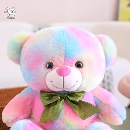 Storio Toy Cute Rainbow Colored Huggable Teddy Bear | 30 cm | Plushie Soft Toys for Kids | Plush Soft Toys for Baby Boys and Girls Kids - Teddy | Best Valentine Gift