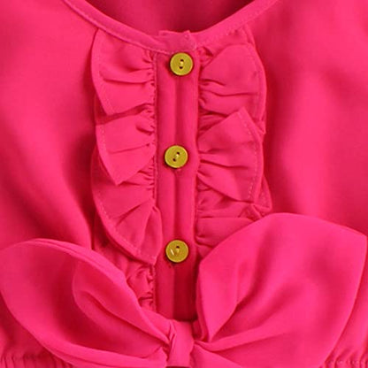 Hopscotch Girls Polyester Top & Floral Print Skirt Set in Pink Color
