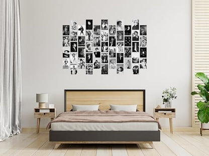 Craft Qila 54 Peel-N-Stick BTS Black and White Wall Collage Kit | BTS K-pop Aesthetic Photo Collage | Army K-pop Pictures Room D?cor