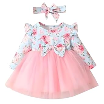 Niren Enterprise Hornbill Floral Printed Purple Color Baby Frock