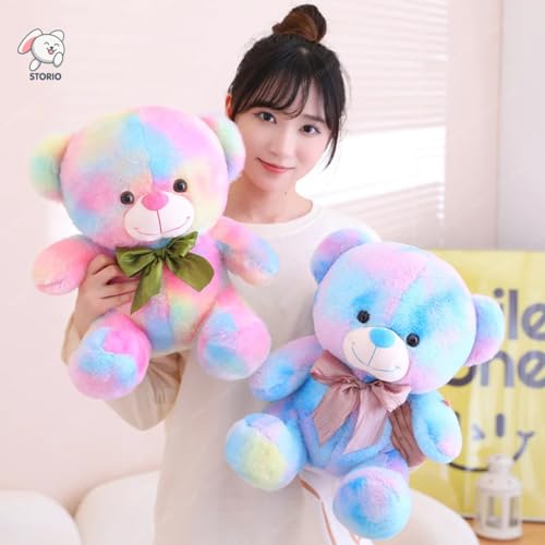 Storio Toy Cute Rainbow Colored Huggable Teddy Bear | 30 cm | Plushie Soft Toys for Kids | Plush Soft Toys for Baby Boys and Girls Kids - Teddy | Best Valentine Gift