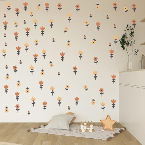 CVANU 2 Sheets of Beautiful Flowers Wall Sticker Printed on Vinyl Self-Adhesive for Wall Decoration (11.41inchX14.56inch)_F170