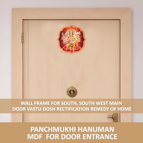 Flybuy Hub Panchmukhi Hanuman Sticker Hanuman for Door Entrance | Self Adhesive Wooden As Per Vastu | Best for Home Decor