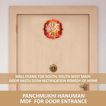 Flybuy Hub Panchmukhi Hanuman Sticker Hanuman for Door Entrance | Self Adhesive Wooden As Per Vastu | Best for Home Decor