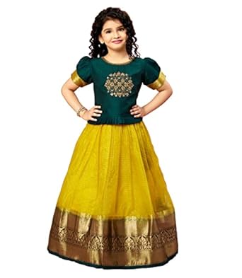 White Button New latest Girl's Tissue checks readymade Lehenga choli for girls dress