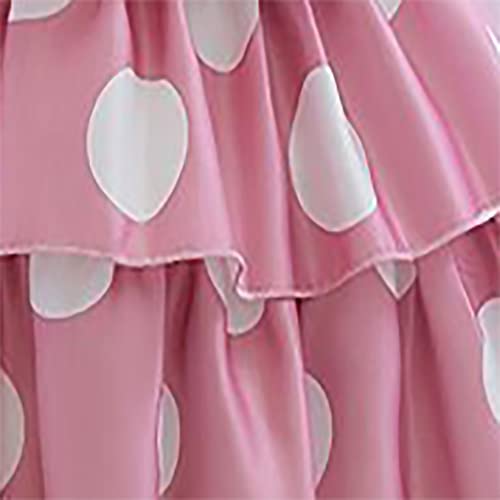 Niren Enterprise Baby-Girl's Satin Blend A-Line Knee-Length Pink Polka DOT Frock