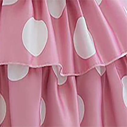 Niren Enterprise Baby-Girl's Satin Blend A-Line Knee-Length Pink Polka DOT Frock