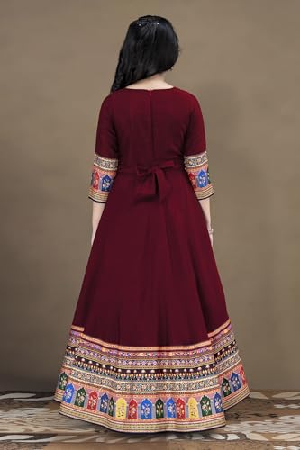 Fashion Dream Girls Maxi Length Flared Ethnic Dress | Long Fit and Flare for Kids