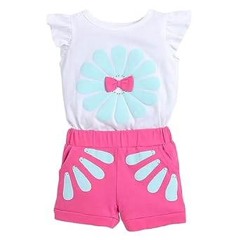 Hopscotch Baby Girls Cotton Floral Print T-shirt And Shorts Set in Fuchsia Color
