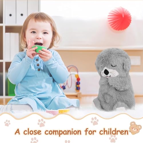 AENCI ENTERPRISE Breathing Stuffed Otter Plush Toy Cute Huggable Soothing Infant Teddy Bear with Music