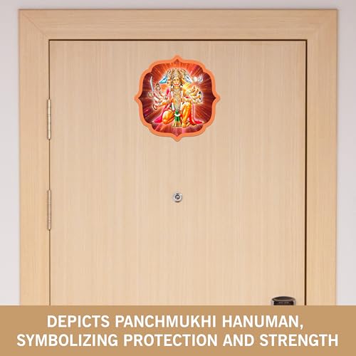 Flybuy Hub Panchmukhi Hanuman Sticker Hanuman for Door Entrance | Self Adhesive Wooden As Per Vastu | Best for Home Decor