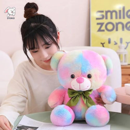 Storio Toy Cute Rainbow Colored Huggable Teddy Bear | 30 cm | Plushie Soft Toys for Kids | Plush Soft Toys for Baby Boys and Girls Kids - Teddy | Best Valentine Gift