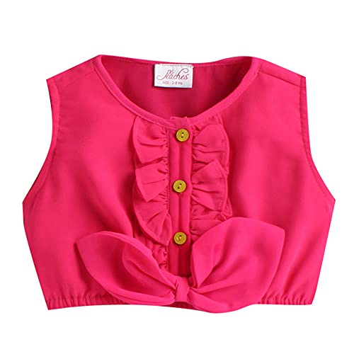 Hopscotch Girls Polyester Top & Floral Print Skirt Set in Pink Color