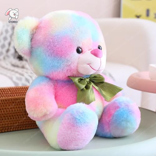 Storio Toy Cute Rainbow Colored Huggable Teddy Bear | 30 cm | Plushie Soft Toys for Kids | Plush Soft Toys for Baby Boys and Girls Kids - Teddy | Best Valentine Gift