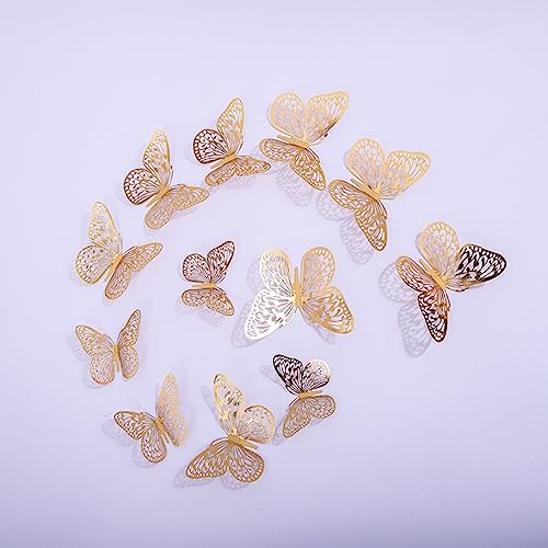 Indian Royals Gold 3D Butterfly Self Adhesive Living Room Kitchen Decor Wall Sticker (Set of 12