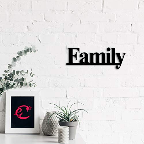 eCraftIndia Family Black Engineered Wood Wall Art Cutout