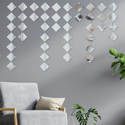 Goelite 30 Big Square Acrylic Mirror Stickers for Wall Decoration | Acrylic Stickers Wall Mirror