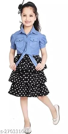 CUPIDVIBE Girls Fit & Flare koti Set (Black)