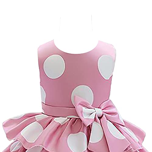 Niren Enterprise Baby-Girl's Satin Blend A-Line Knee-Length Pink Polka DOT Frock