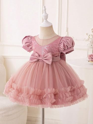 Niren Enterprise Rollar Frock net Embroidery Work Ruffle Patterned Flared Short Sleeve Girl Frock