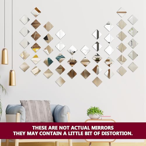 Goelite 30 Big Square Acrylic Mirror Stickers for Wall Decoration | Acrylic Stickers Wall Mirror