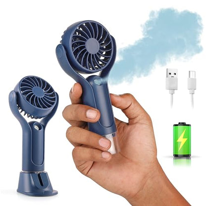 Gesto Mini Portable Usb Hand Fan or DC Fan - 3 Speed Modes Handheld Fan for Summer With 1200 mAh Battery| Rechargable Mist Fan With Water Spray | Portable Misting Fan for Makeup
