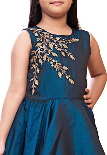 White Button Girl's Blue Foil A-Line Maxi Dress Gown
