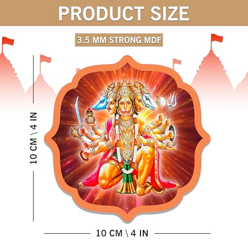 Flybuy Hub Panchmukhi Hanuman Sticker Hanuman for Door Entrance | Self Adhesive Wooden As Per Vastu | Best for Home Decor