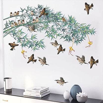 JAAMSO ROYALS Nature Design Vinyl with Birds Self Adhesive Home Décor Wall Sticker