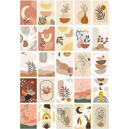 CVANU 25pcs Boho Wall Collage Kit Printed Poster with Glue Dot Tape for Wall Decor (6inchX4inch)_202307-89/1